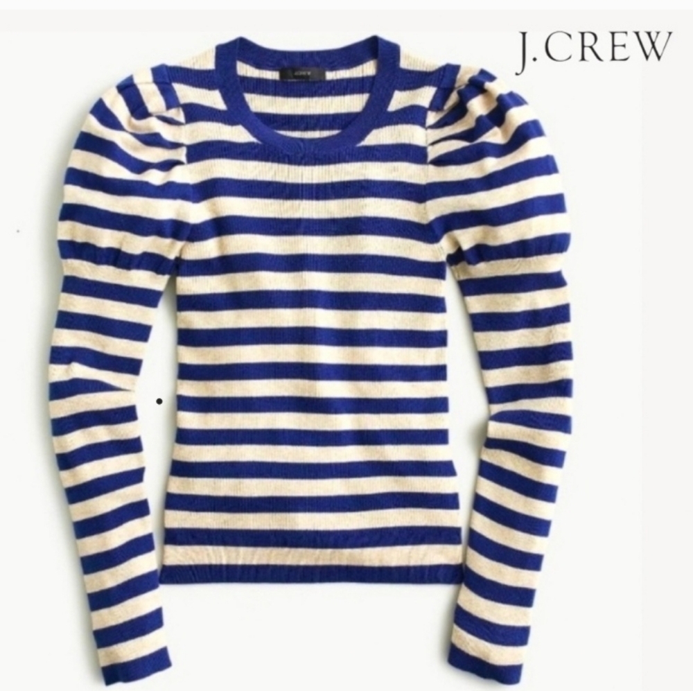 J. Crew Puff Sleeve Striped Shirt Women's Size Medium NWOT